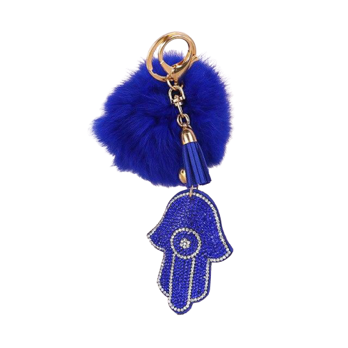 Porte clé main de fatma pompon bleu