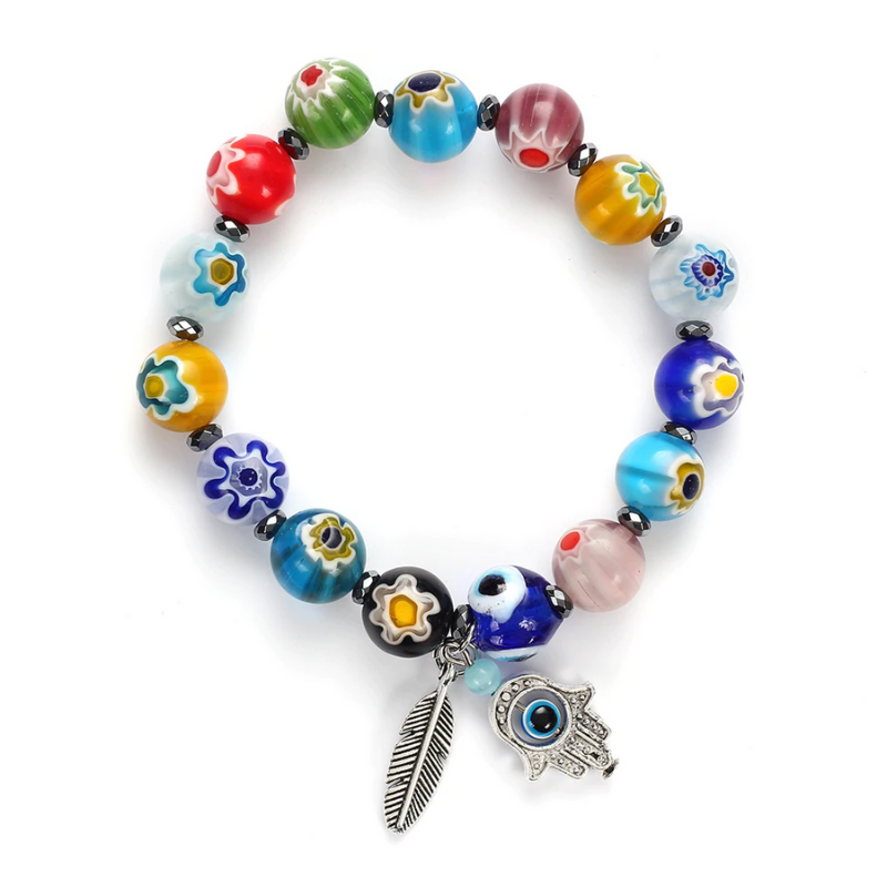 Bracelet Main de Fatma en Perles Multicolores