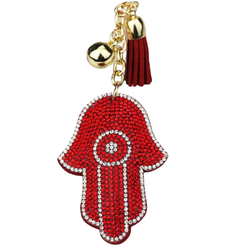 Porte clé main de fatma<br> rouge et blanc
