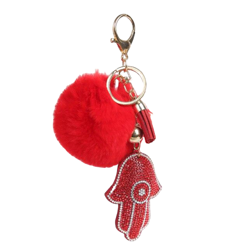 Porte clé main de fatma pompon rouge